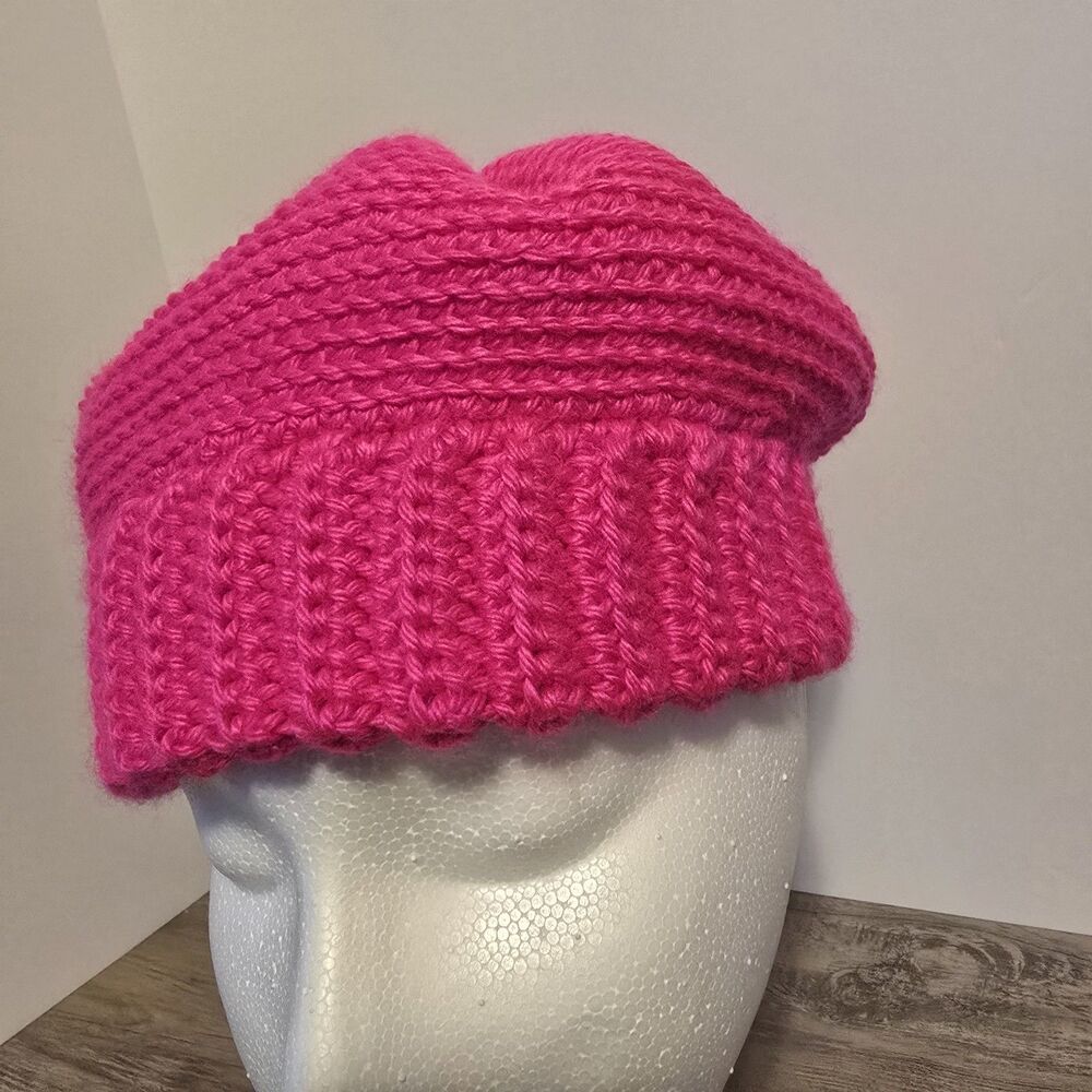 Beanie, One Size, Pink, Single Crochet.